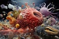 A captivating and diverse assemblage of sea animals swimming together in a vibrant underwater ecosystem, Witness the immune system