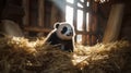 Captivating Documentary Photos Of An Infant Panda Bear In A Sunlit Barn