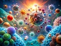 Monocyte to Macrophage Transformation A Double Exposure Visualizing Innate Immune System Phagocytosis and Antigen Royalty Free Stock Photo