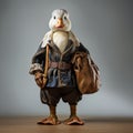 Captivating Duck Model In Traditional Bavarian Clothing With Potato Sack