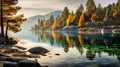 Captivating Fall Colors In Thai Style Lake In Tahoe