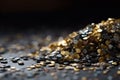 Shimmering Gold and Gunmetal Gray in Defocused Glitter