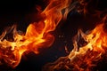 Captivating fire Closeup of intense flames on a black backdrop