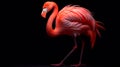 Captivating Flamingo: Realistic Animal Portrait on Dark Surface