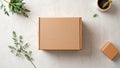 Empty Cardboard Box Mockup Flat Lay Design Inspiration for Packaging Product Presentation in 2025 Royalty Free Stock Photo
