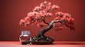 Pink Bonsai Tree: Realistic Hyper-detailed Rendering For Desktop Wallpaper