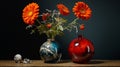 Captivating Floral Still Lifes With Glass Ceramic Vases And Marble Sculpture
