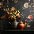 Captivating Floral Still Lifes: Teapots And Wallpaper In English Countryside