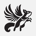 Captivating Flying Squirrel Silhouette Logo: Grace and Elegance in Motion Royalty Free Stock Photo