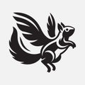 Captivating Flying Squirrel Silhouette Logo: Grace and Elegance in Motion Royalty Free Stock Photo