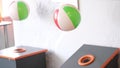 Captivating footage physics experiment where upward air stream defies gravity by keeping an inflated ball afloat in a