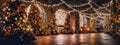 A captivating forest of beautifully decorated Christmas trees, adorned with twinkling lights and shimmering ornaments, creating a