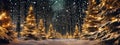 A captivating forest of beautifully decorated Christmas trees, adorned with twinkling lights and shimmering ornaments, creating a