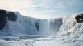 Captivating Frozen Waterfall: Muted Seascape With Misty Atmosphere Royalty Free Stock Photo