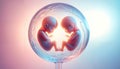 Futuristic image of twins developing in a transparent womb, glowing with soft blue and pink lights Royalty Free Stock Photo