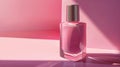 Glossy Pink Nail Polish Bottle with Soft Light and Shadows Royalty Free Stock Photo