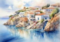 Captivating Greece: Enchanting Watercolor Paintings of the Island Beauty.