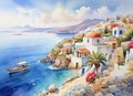 Captivating Greece: Enchanting Watercolor Paintings of the Island Beauty