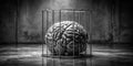 A Grisaille Exploration of Neurological Confinement Delving into the Intricacies of the Brains Captivity Through Subtle Royalty Free Stock Photo