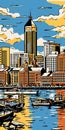 Captivating Harbor Views: A Pop Art Inspired River Drawing