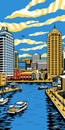 Captivating Harbor Views: A Pop Art Openair Artwork Of A City And Waterfront