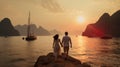 Captivating Harbor Views: A Romantic Sunset Stroll In Traditional Vietnamese Style