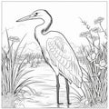 Captivating Heron Coloring Book Page For Toddlers