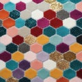 Captivating Hexagonal Glitter Rug Pattern A Modern Statement Piece for Your Home Decor Royalty Free Stock Photo