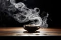 Enigmatic Smoke Dancing from Silver Incense Burner in Dimly Lit Study Royalty Free Stock Photo