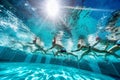 Abstract Swimming Race: Vibrant Colors and Frozen Water Splashes