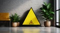 Vibrant Abstract Danger Sign on Reflective Surface