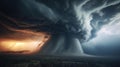 Destructive Forces Unleashed: Swirling Tornadoes and Hurricanes in Dramatic Stormy Evening