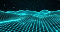 Dynamic cyan digital grid wave background for advanced technology, big data visualization, and future network security concepts. Royalty Free Stock Photo