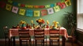 Vibrant Cinco de Mayo Crafts and Decorations on Colorful Table