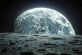 Captivating highlighting create an ultrarealistic digital art of the surface texture of moon, high resolution Royalty Free Stock Photo
