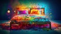 Vibrant Bed Blast: Sony A9 & Volumetric Lighting Create Stunning Photoshoot