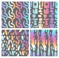 Captivating Holographic Textures Blend Glitter Foil, Metal Rainbow Gradients And Seamless Patterns. Trendy Neon Hologram