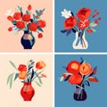 Pop Art Floral Vases Colorful And Expressive Editorial Illustrations