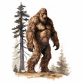 Nostalgic Illustration Of Bigfoot: Capturing The Enigmatic Creature In Full Glory