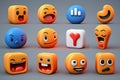 Emoticons with different expressions isolated over grey background