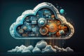 Cloud computing concept with gears and cogwheels