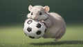 Joyful Hamster with a Soccer Ball on the Field Generative AI