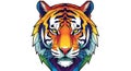 Colorful Geometric Tiger Face Illustration on White Background Royalty Free Stock Photo