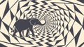 Elephant in Spiral Illusion, Abstract Optical Art, vector design Generative AI Royalty Free Stock Photo