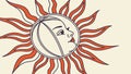 Sun and Moon Face Icon. Celestial Harmony Dualism, vector design Generative AI Royalty Free Stock Photo