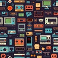 Nostalgic Gaming Revived: Illustration of Retro Joysticks from Classic Consoles