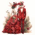 Blooming Love Affair. wedding card generated by AI.