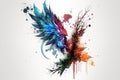 Colorful watercolor splashes on white background with copy space