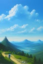 Blue mountain painting a beautiful landscape generated by ai