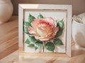 Captivating image of a beautiful rose delicately framed catches the eye and becomes a focal point on the table, exuding elegance